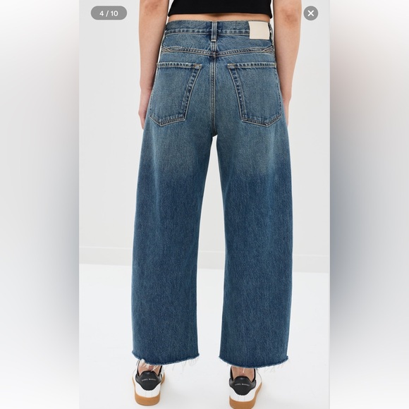 Citizens Of Humanity Dark Blue Bisou Crop raw hem mid rise wide leg Jeans 27 NWT - Picture 14 of 15